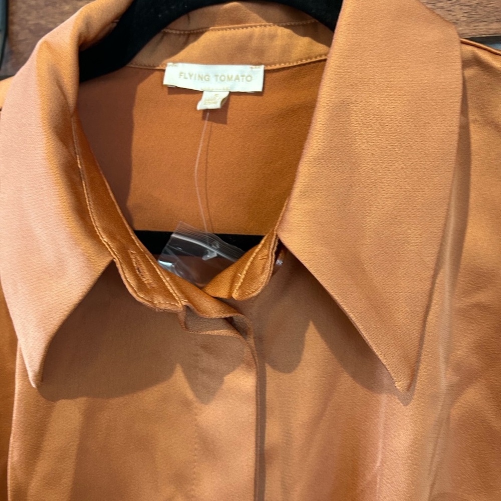 Flying Tomato Satin Blouse - Burnt Orange - Picture 6 of 10